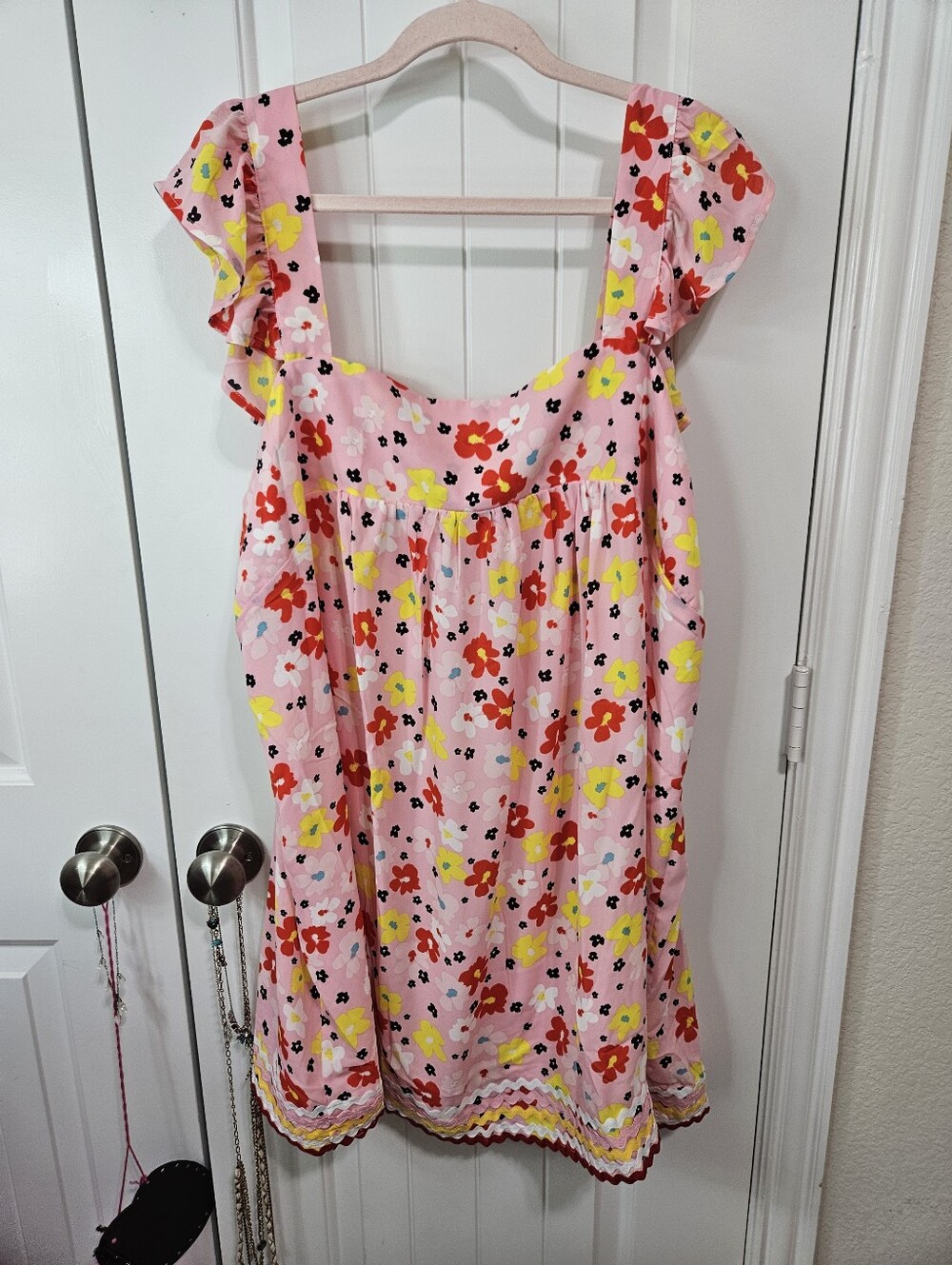 Pink Floral Ruffle Shoulder Sundress - Picture 14 of 14